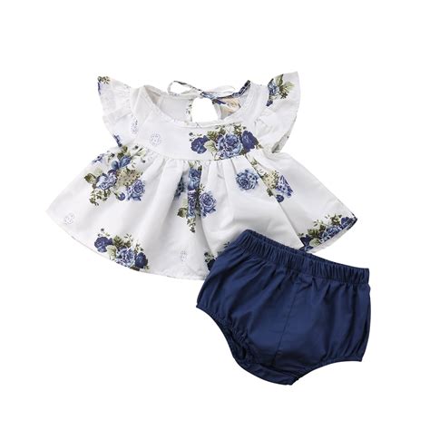 2pcs Newborn Infant Kids Baby Girl Floral Tops Dress Shorts Pants
