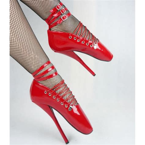 Red Patent Strappy Ballet Ballerina Super High Stieltto Heels Lady Gaga