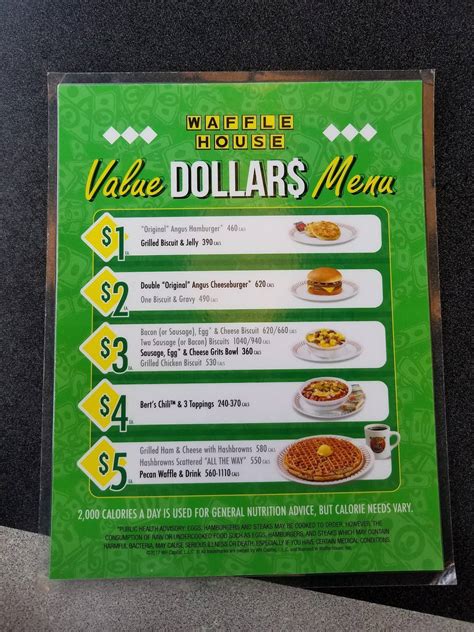 Menu at Waffle House restaurant, Stockbridge, N Henry Blvd
