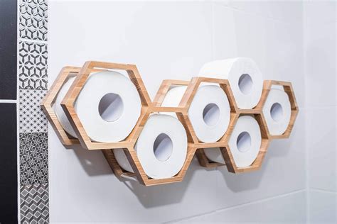 Porte Papier En Bois Pour Papier Toilette Étagère En Forme De Nid Dabeille Amazonfr Bricolage