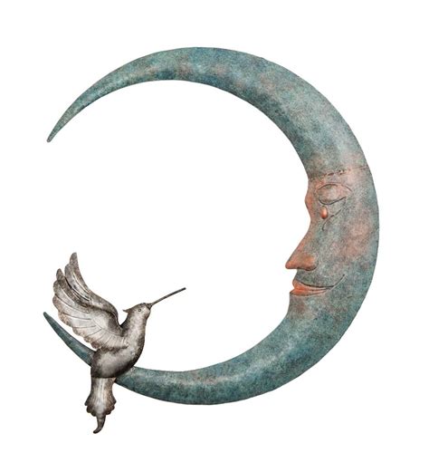 Crescent Moon And Hummingbird Metal Wall Art Wind And Weather