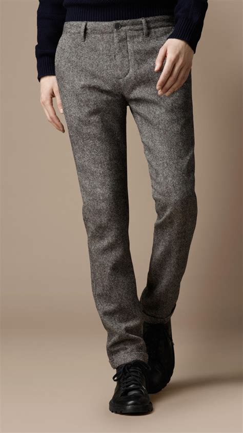 Burberry Brit Skinny Fit Wool Blend Trousers In Gray For Men Lyst