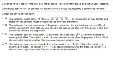 Solved Determine Whether The Following Statement Makes Sense