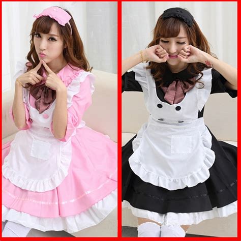 Sexy French Maid Costume Sweet Gothic Lolita Dress Anime Cosplay