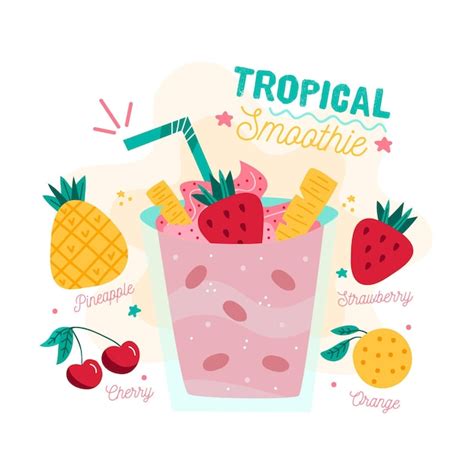 free vector tropical smoothie recipe illustration