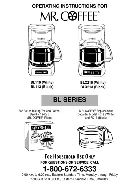 Mr Coffee Bl110 Operating Instructions Manual Pdf Download Manualslib