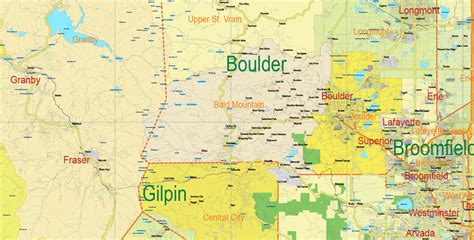 Map Colorado Us Pdf Extra Detailed Exact Vector Editable Map Printable