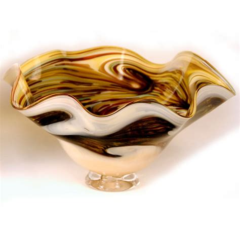 Glass Rocks Dottie Boscamp Earth Series Fluted Bowl Handblown Glass Bowls Sweetheart Gallery