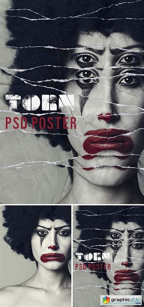 torn poster design mockup   vector stock image photoshop icon