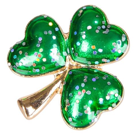 St Patricks Day Glitter Shamrock Pin