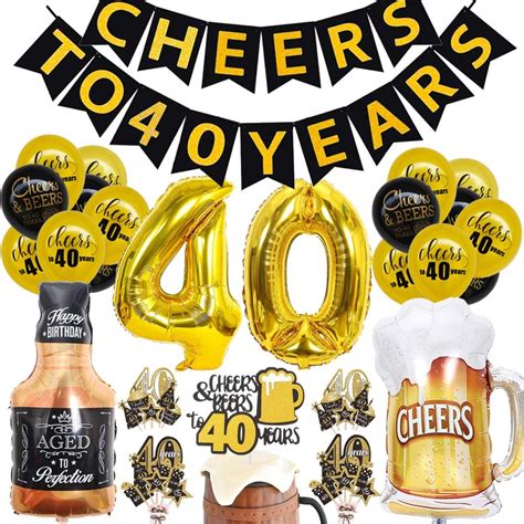 40th Birthday Decorations Kit Cheers To 40 Years Banner Balloon 40