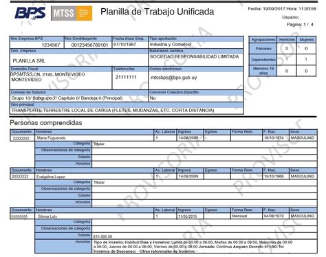 Planilla De Trabajo Unificada Uruguay Emprendedor