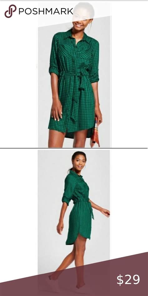 Spring Cutie Greenblack Plaid Shirt Dress Plaid Dress Shirt Black