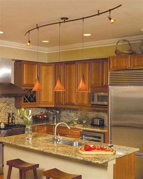 Good Looking Track Lighting Idea For Small Kitchen With Mini Bar With