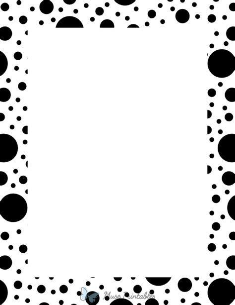 Printable Black On White Random Polka Dot Page Border