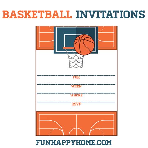 Free Printable Basketball Themed Party Invitations Fun Happy Home
