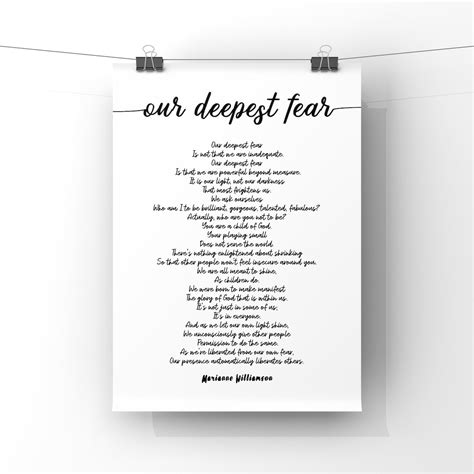 Our Deepest Fear Poem By Marianne Williamson Unframed Print Etsy