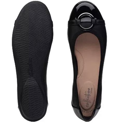 Clarks Shoes Clarks Gracelin Wind Black Leather Ballet Flats Patent
