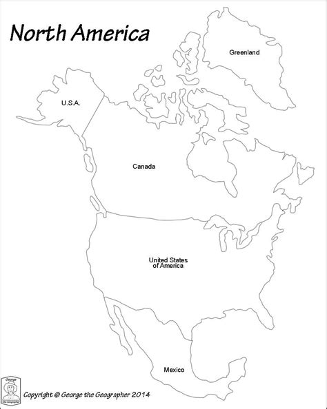 The North America Map Is Shown In Black And White With An Outline Of