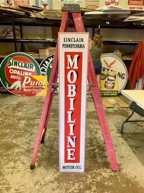 Antique Vintage Old Style Sinclair Mobil Motor Oil 60 Tall Made Usa