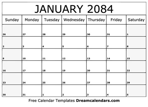 January 2084 Calendar Free Blank Printable With Holidays