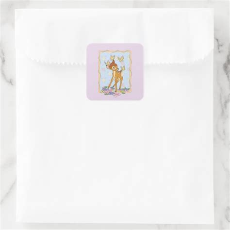 Bambi And Butterflies Square Sticker Zazzle