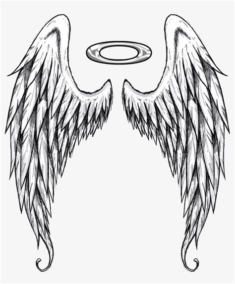 Fallen Angel Tattoo Angel Wings Halo Black And White Sketch White