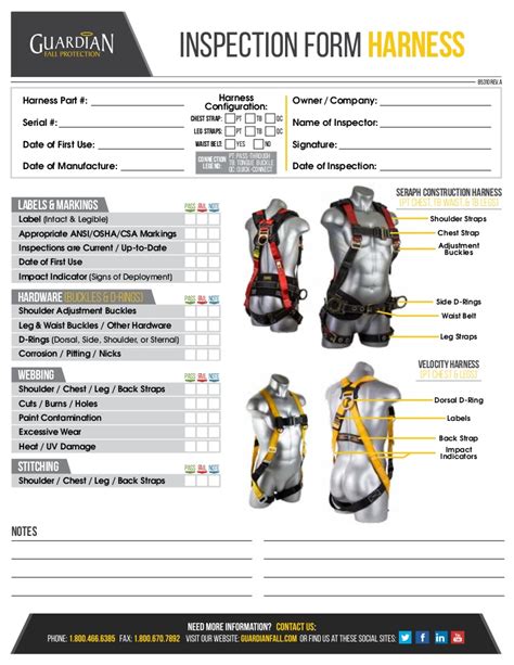 Pl ace  next to each item that is satisfactory. Inspection forms _harness_