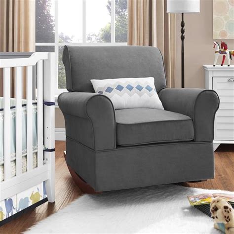 Shop stylish, safe and high quality nursery gliders and rocking chairs from delta children. Nursery Rocking Chair Upholstered Grey Baby Rocker Living ...