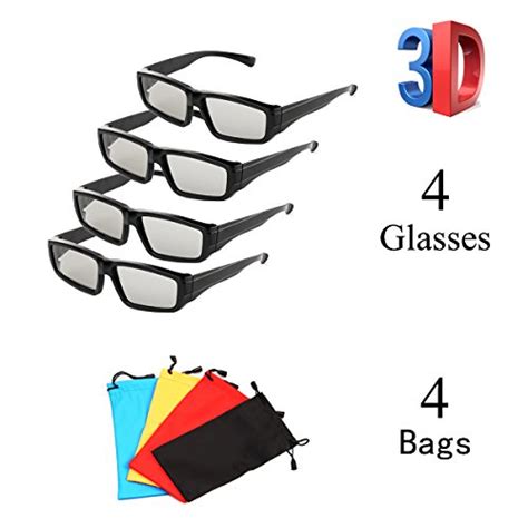 4 Pack Passive Circular Polarized Reald 3d Glasses For Cinema And Passive 3d Tvs Projectors