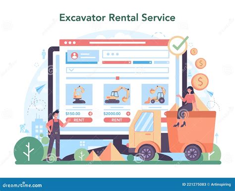 Excavator Operator Online Service or Platform. Driver Excavating the