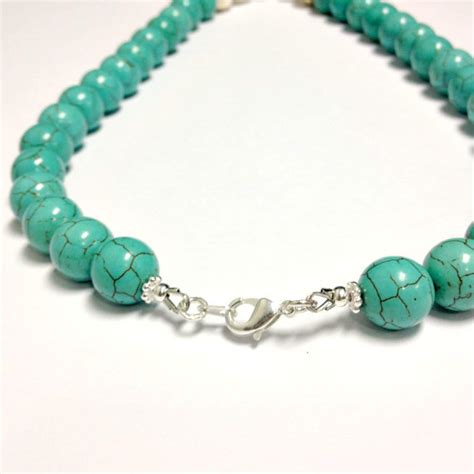 Turquoise And Pearl Necklace Turquoise Jewelry Gemstone Etsy