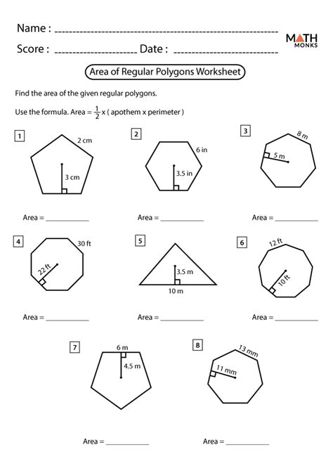 Area of Polygons Worksheets Math Monks