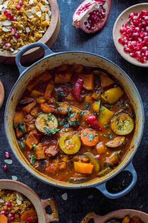 Samira's kitchen episode # 36/middle eastern food lamb tagine with dates almonds and pistachios تاجين لحم غنم مع تمر لوز وفستق buttery couscous كوسكوس مع. Vegetable Tagine With Almond And Chickpea Couscous ...