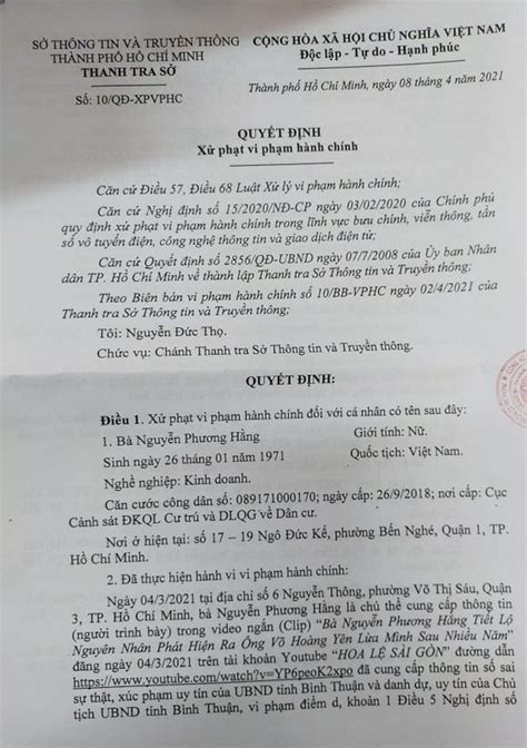 Xuất phát từ lùm xùm với thần y võ hoàng yên mới đây, trên trang cá nhân, nam ca sĩ đàm vĩnh hưng đã viết hẳn tâm thư để gửi cho bà nguyễn phương hằng. Bà Nguyễn Phương Hằng bị phạt vì xúc phạm danh dự, uy tín ...