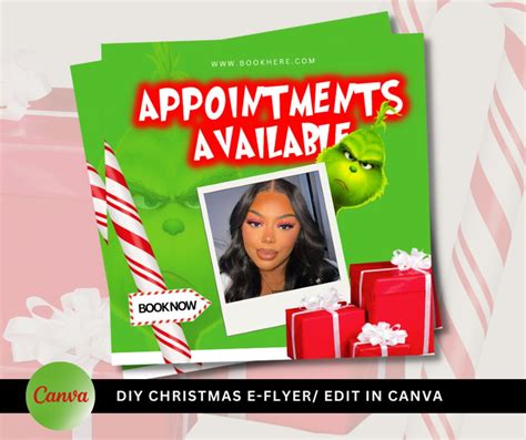Diy Grinch Christmas E Flyer Instant Download Editable In Canva Unlimited Access Hair Make