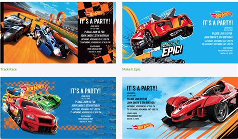 Hot Wheels Party Invitations Nest Of Posies