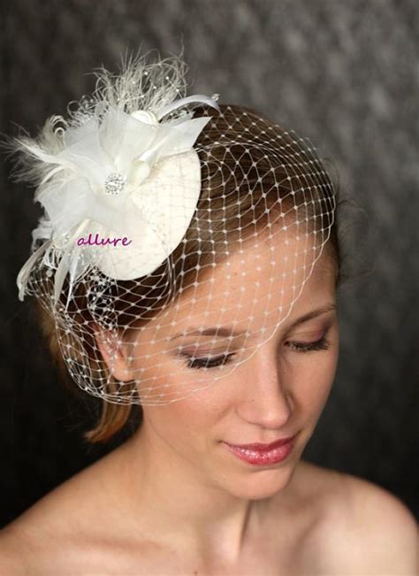 Headdress 1950s Birdcage Veil Vintage Bow Wedding Hat Bridal Hat