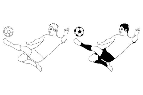 Vector Football Player Black And White Line Art Illustration 13153554