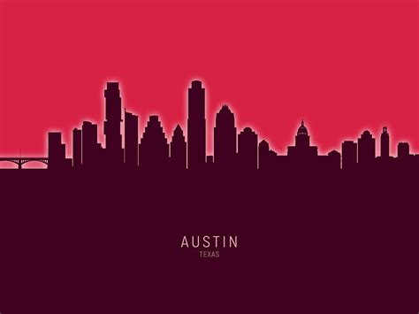 Austin Texas Skyline Digital Art By Michael Tompsett Fine Art America