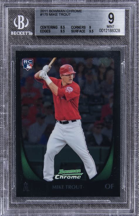 Check spelling or type a new query. Lot Detail - 2011 Bowman Chrome #175 Mike Trout Rookie Card - BGS MINT 9