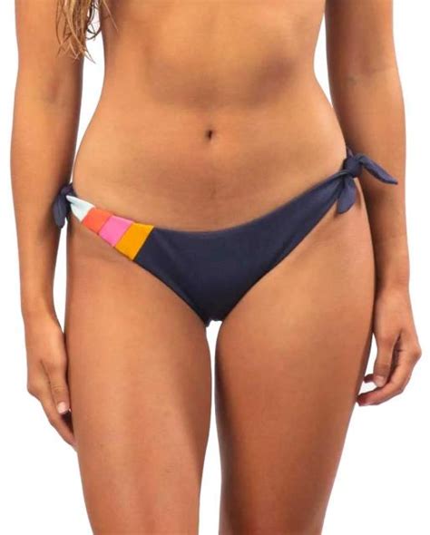 Rip Curl Heat Wave Tie Side Good Coverage Bikini Bottom Navy