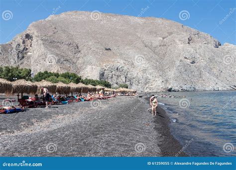 Kamari Black Beach Santorini Editorial Image Image 61259055