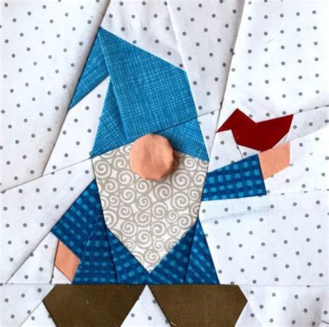 Gnome With A Bird Paper Pieced Block Pattern In Pdf Etsy Paper