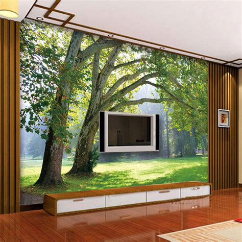 Custom 3d Mural Green Trees Forest Scenery Wallpaper Bvm Home