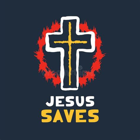 Jesus Saves Religious Lettering Brush Illustration Art Design For