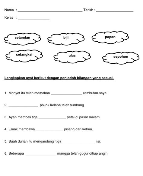 Latihan Penjodoh Bilangan Tahun Cikgu Nor Fitri Penjodoh Bilangan My