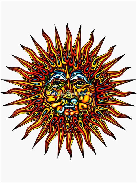 Psychedelic Sun Sticker For Sale By Sandersart Redbubble