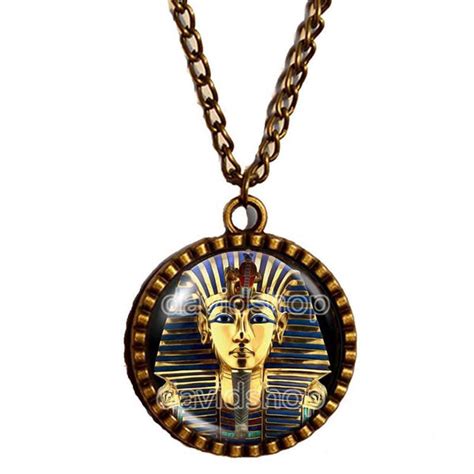 King Tut Necklace Chain Tutankhamun Golden King Antique Art Pendant Eg