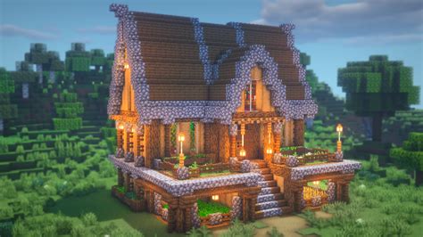Cool Minecraft Survival House Tutorial - A Large Wooden Mansion the Has everything you would need for survival